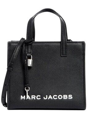 New Marc Jacobs Mini Grind Pebble Leather Tote Black